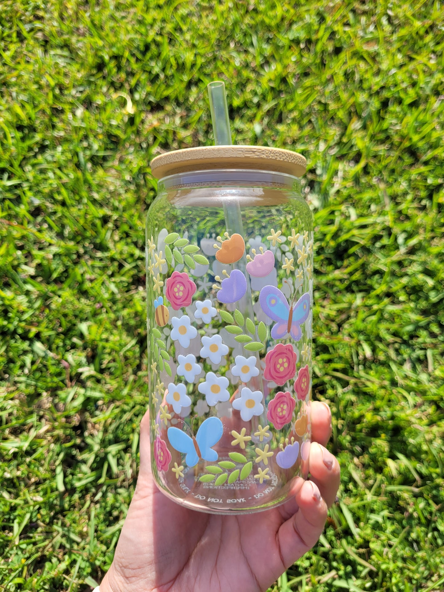 Happy Spring Garden Glass Cup