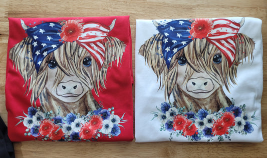 Patriotic Highland Cow