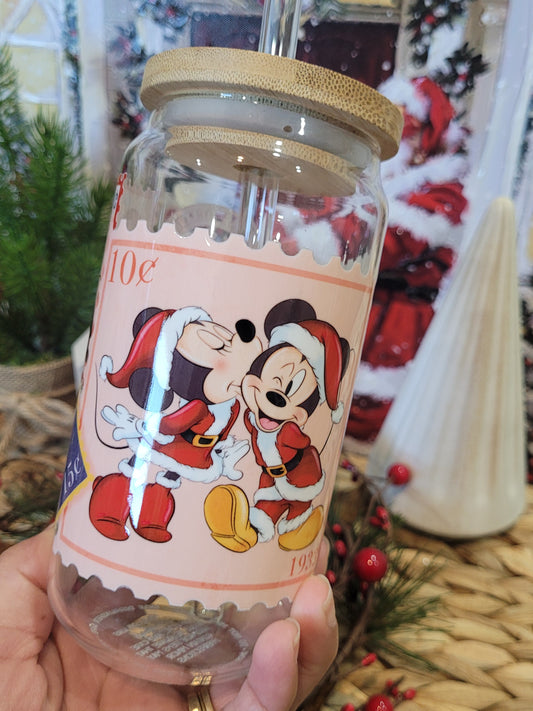 Magical Christmas Postcards Glass Cup