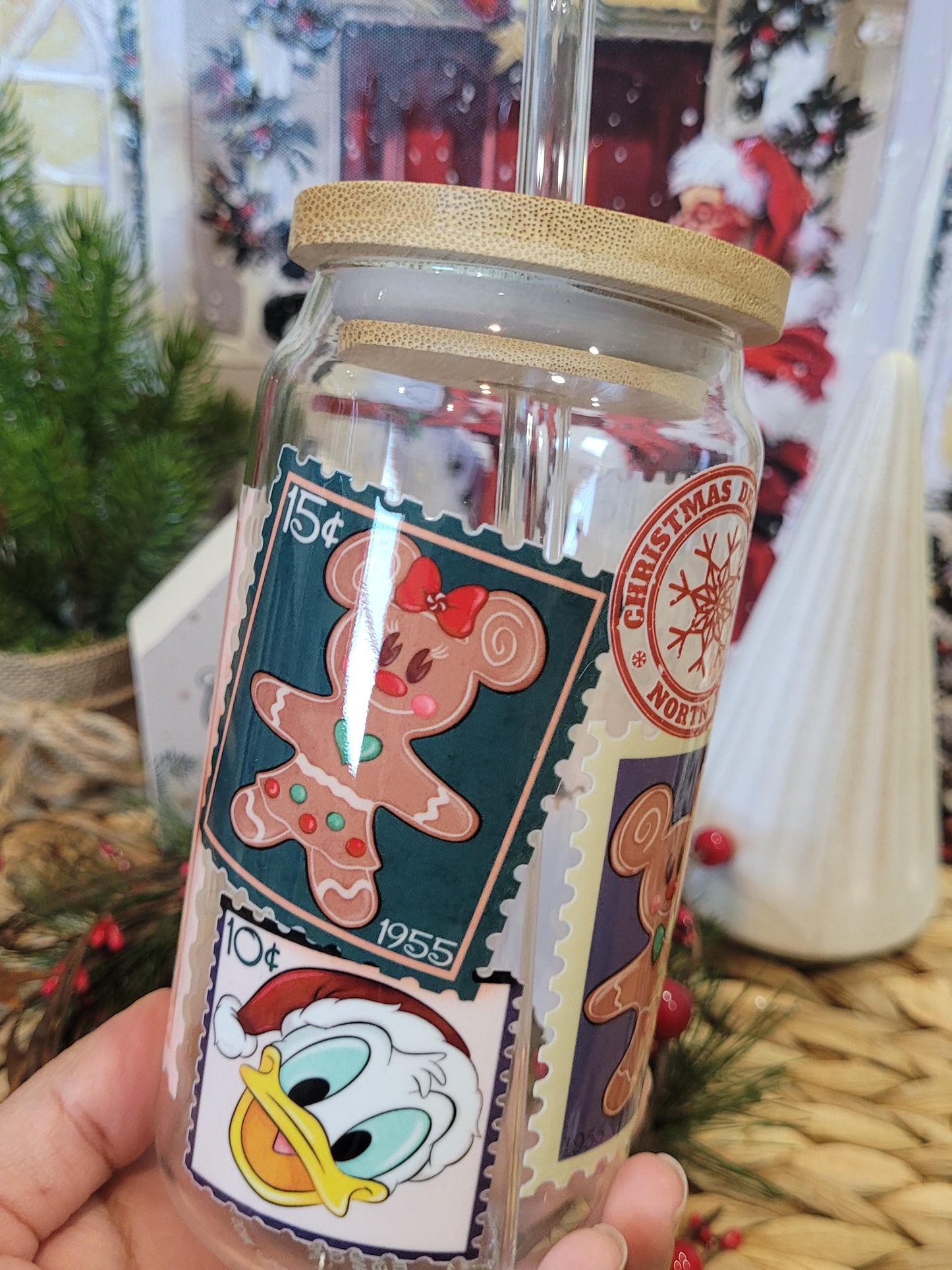 Magical Christmas Postcards Glass Cup