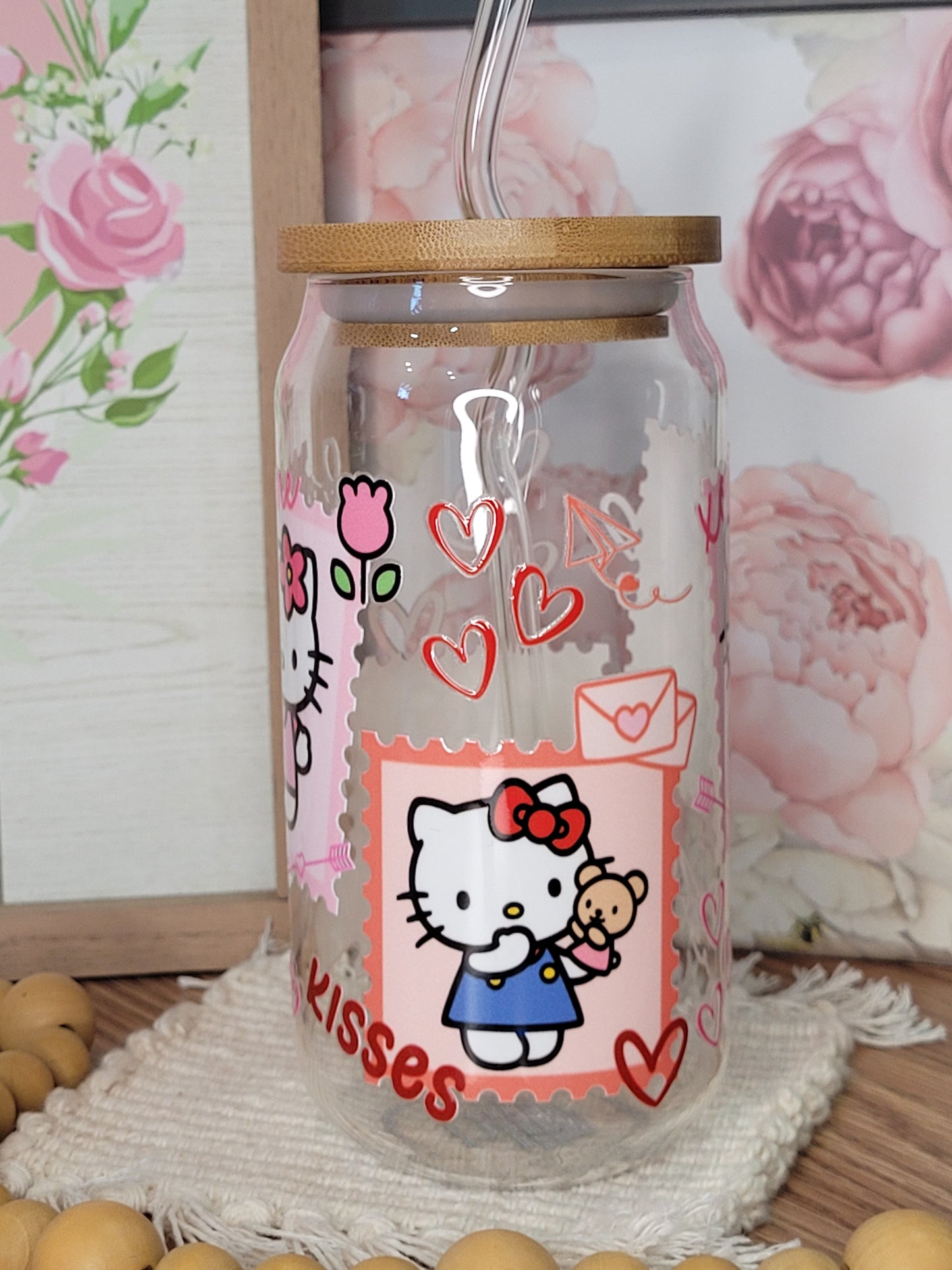 Kitty Valentines Glass Cup