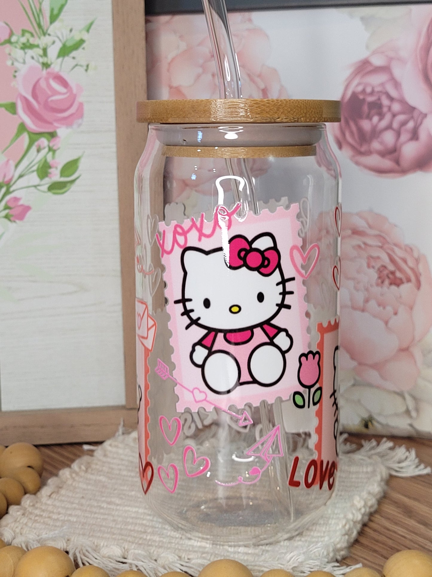 Kitty Valentines Glass Cup