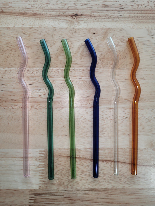 Colorful Curved Glass Straw