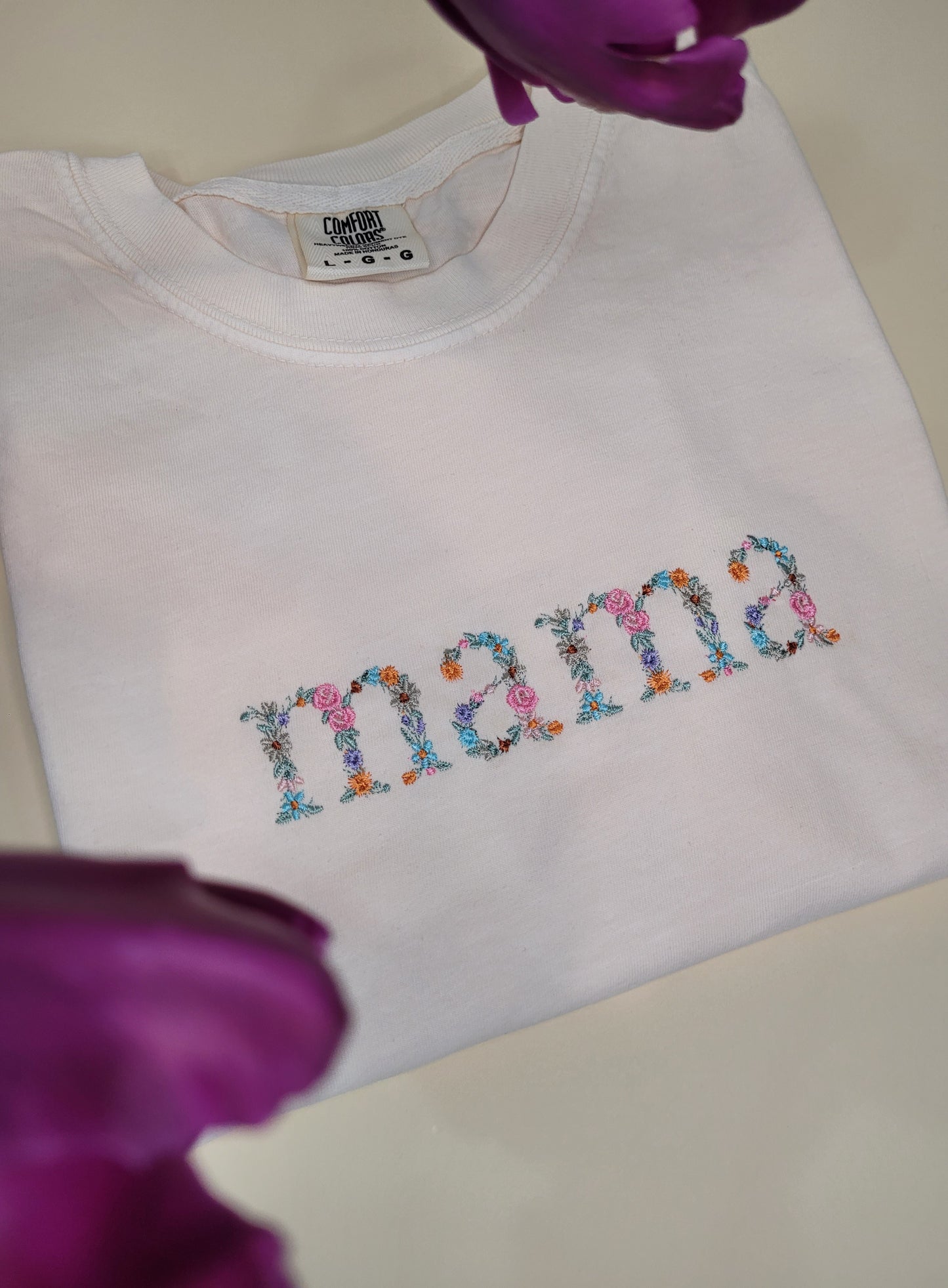 Embroidered Floral mama T-shirt