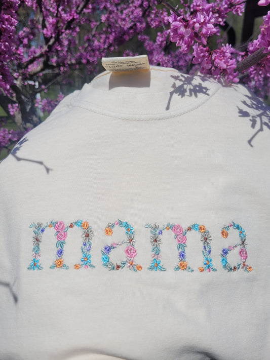 Embroidered Floral mama T-shirt