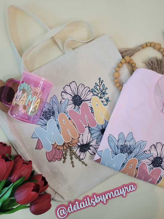 Mama Bundle! T-shirt, Large tote, and jelly candy Glass cup