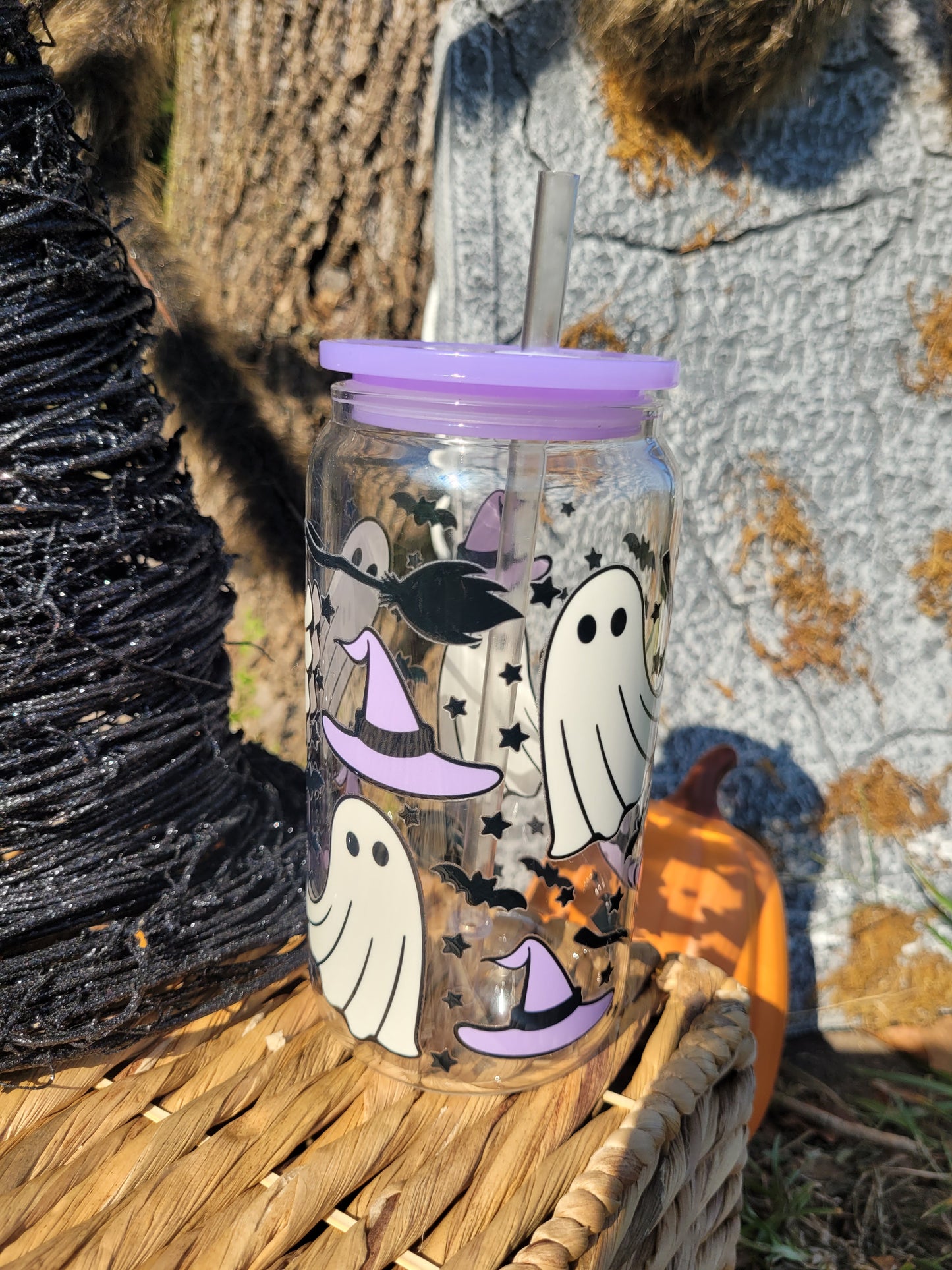 Witchy Ghost Glass Cup