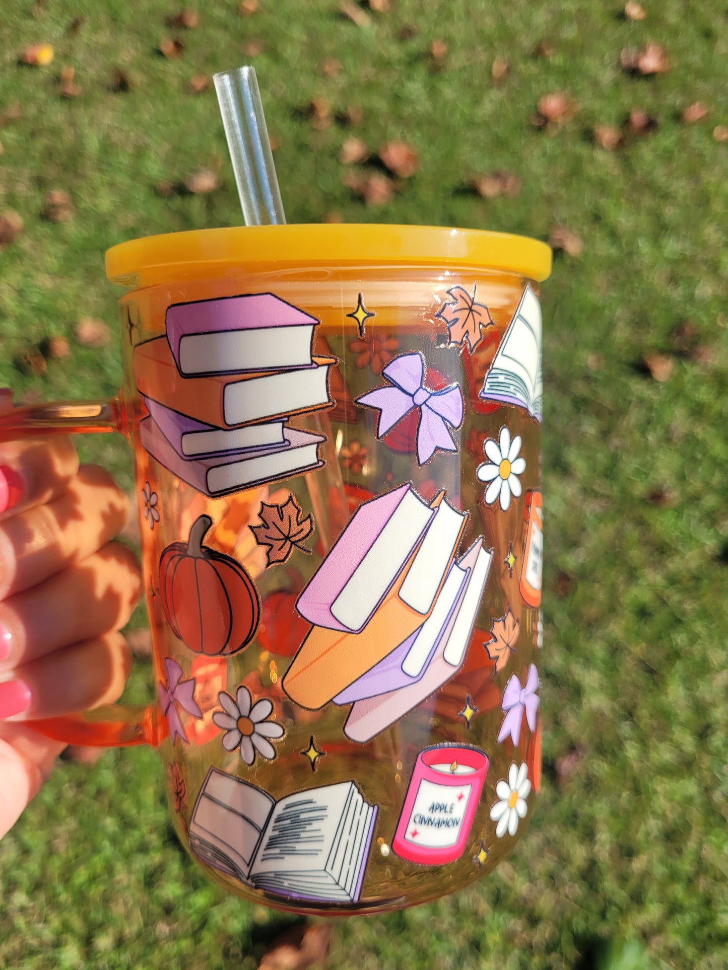 Cozy Fall Glass Cup