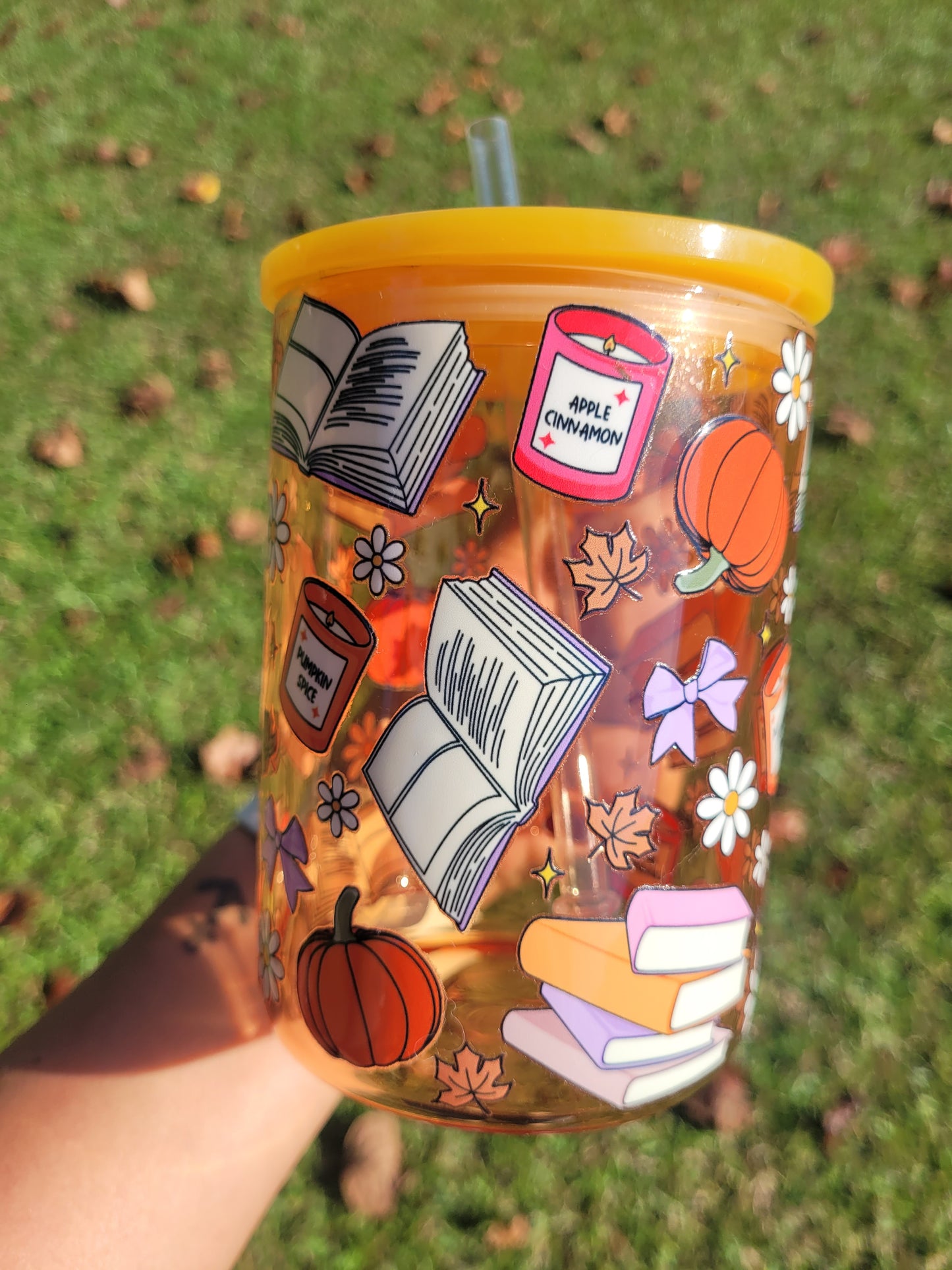 Cozy Fall Glass Cup