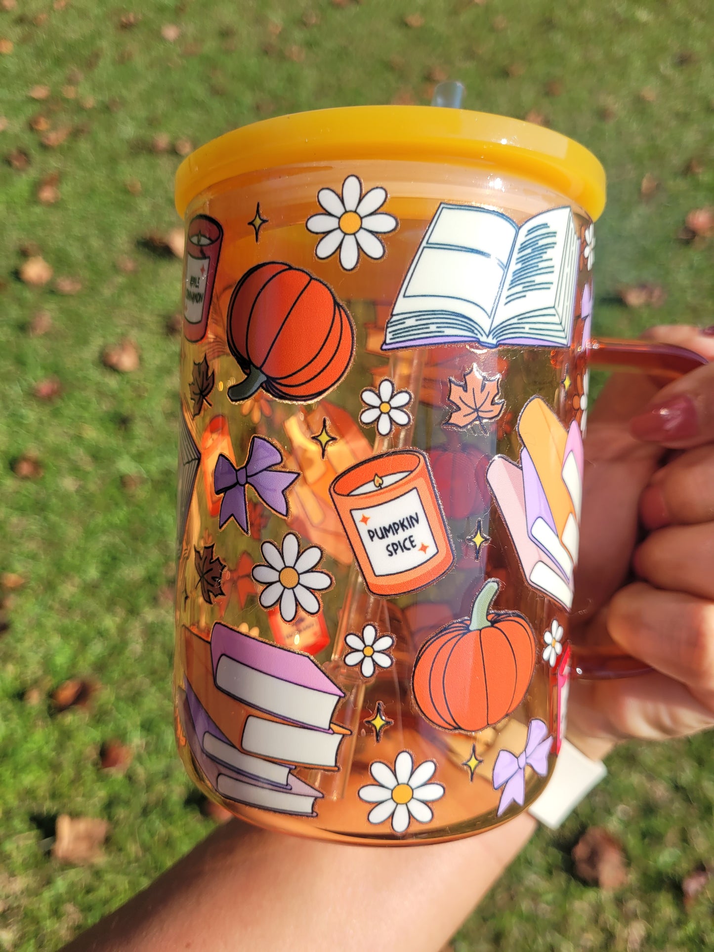 Cozy Fall Glass Cup